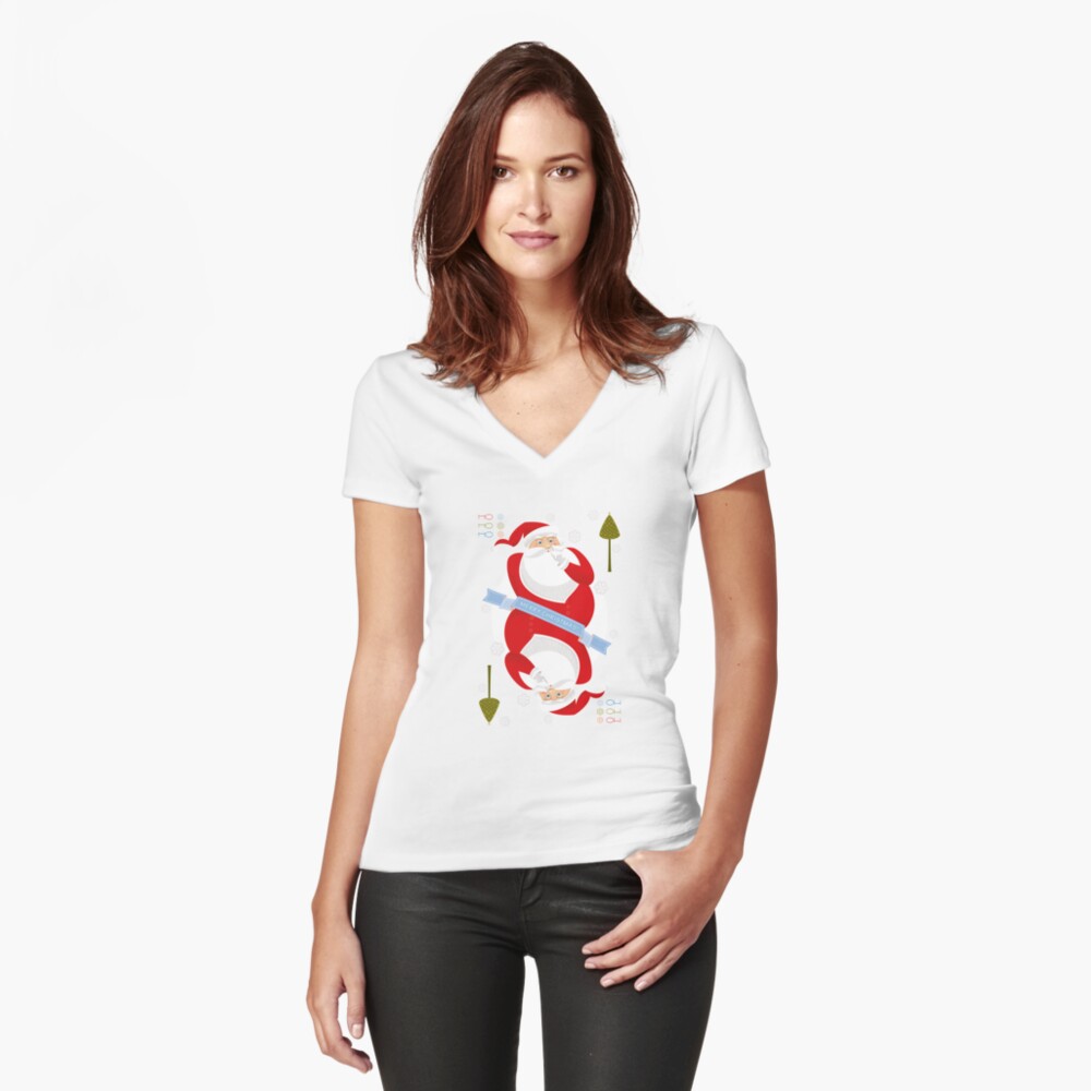 Santa. Ho-Ho-Ho! Fitted V-Neck T-Shirt