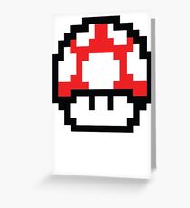 8-Bit Mario Nintendo Mushroom Red Greeting Card