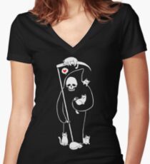 Death Is A Cat Person Women's Fitted V-Neck T-Shirt