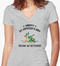 St. Patrick's Day Drink Up Bitches Women's Fitted V-Neck T-Shirt