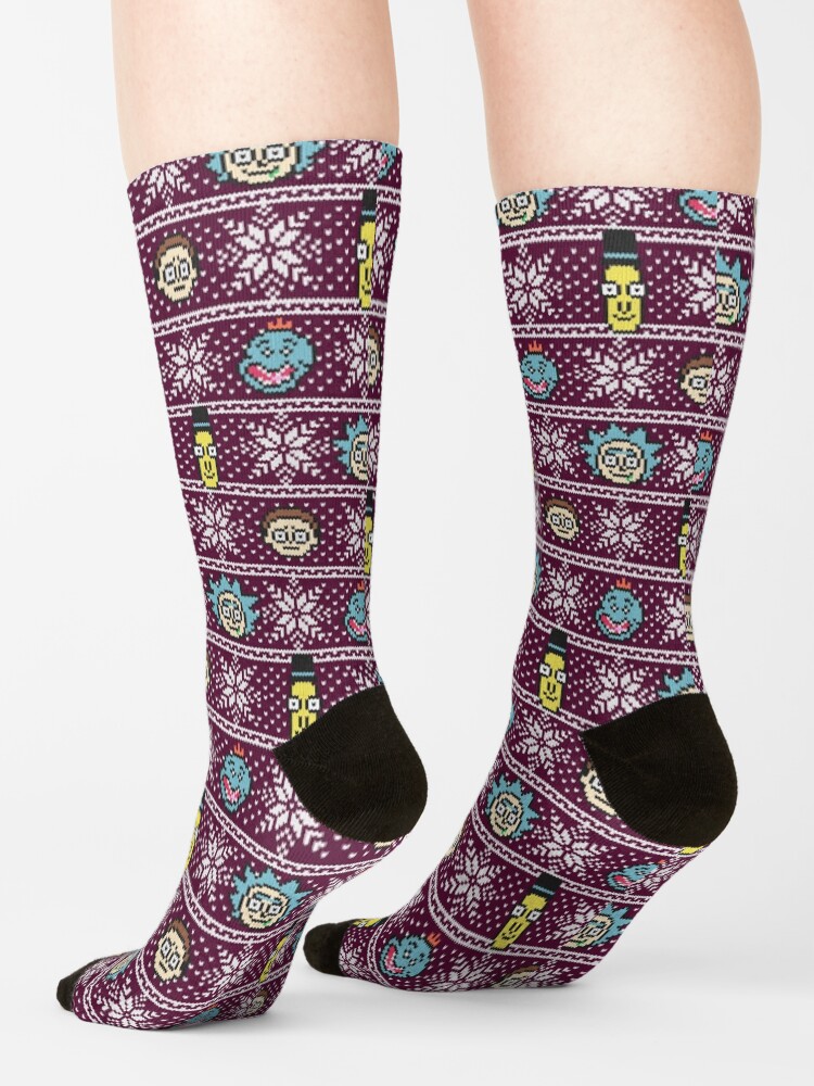 Alternate view of Rick and Morty christmas sweater Socks