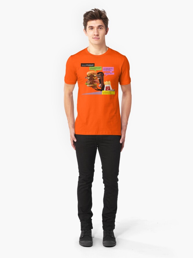 Alternate view of Clint Eatswould Birth of a Superhero Cheeseburger Man Slim Fit T-Shirt