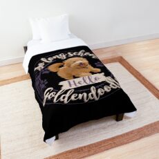 So Long School. Hello, Goldendoodles! Comforter