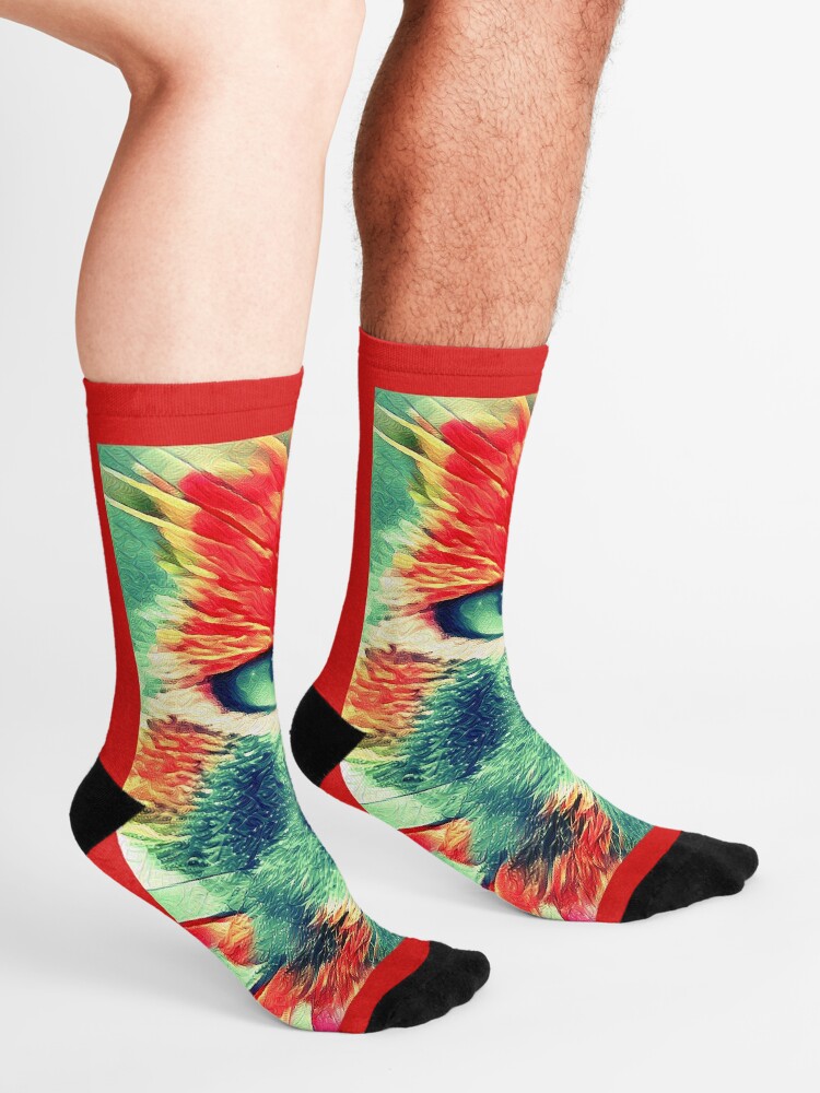 Alternate view of Artificial neural style wild cat Socks