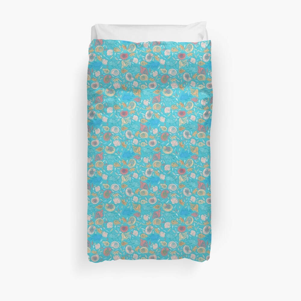 Shells and Fish Pattern Duvet Cover