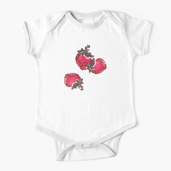 Decorative Strawberry Short Sleeve Baby One-Piece