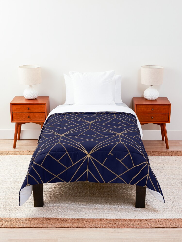 Alternate view of Navy Gold Geometric Pattern Comforter