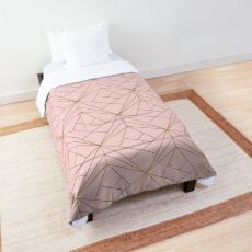 Pink and Gold Geometric Pattern Comforter