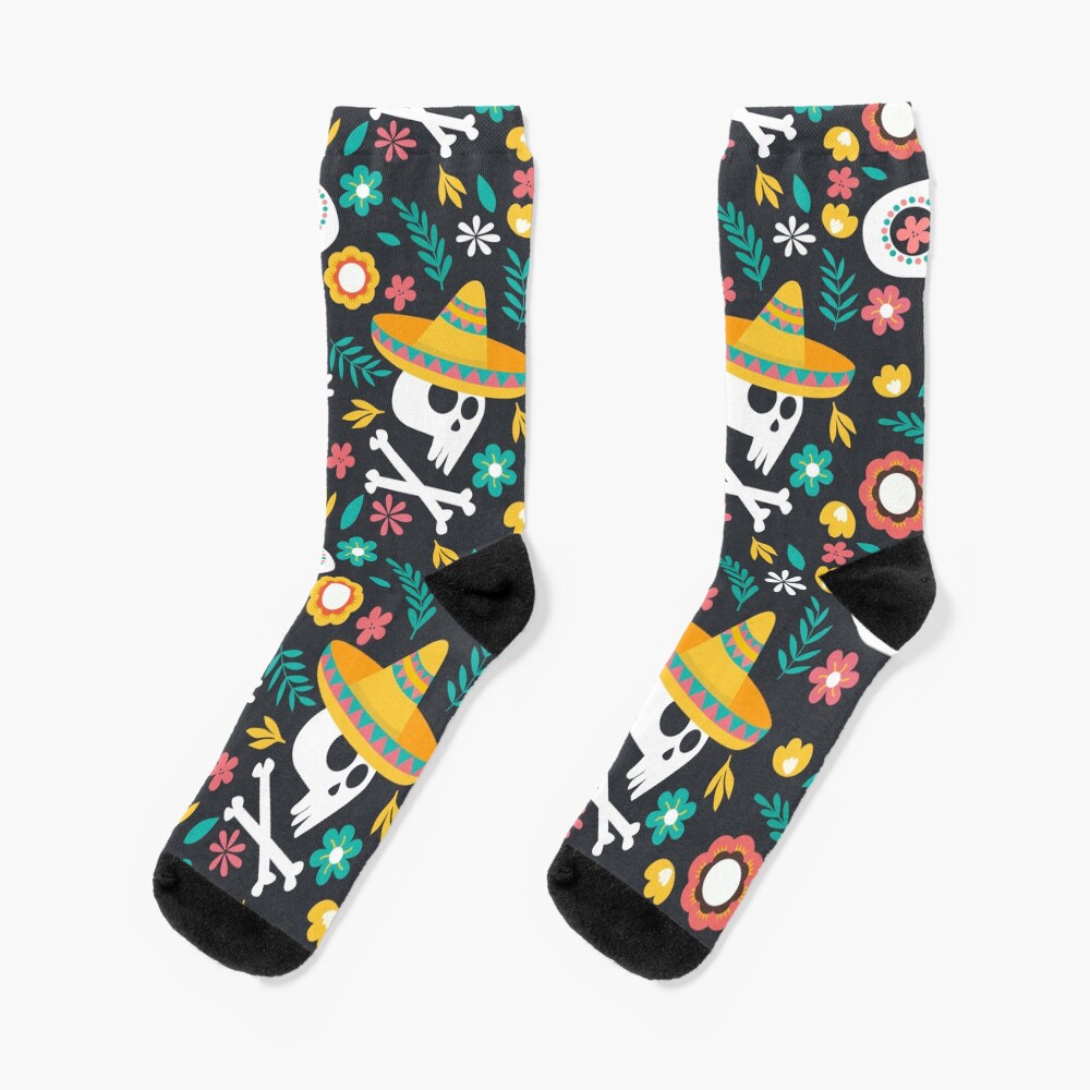 Halloween : Skulls of the Day of the Dead pattern Socks