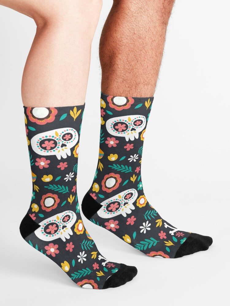 Alternate view of Halloween : Skulls of the Day of the Dead pattern Socks