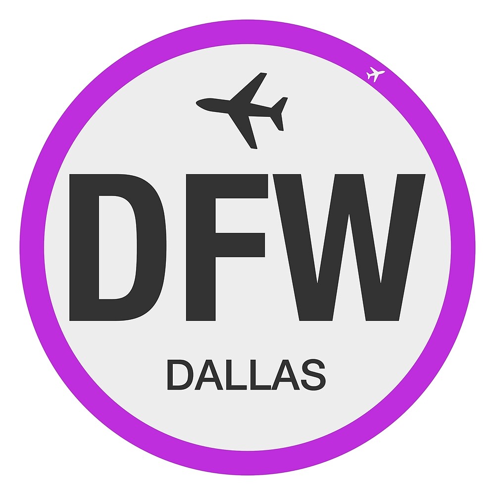 "Airport code DFW Dallas 005" by AND Sticker Redbubble
