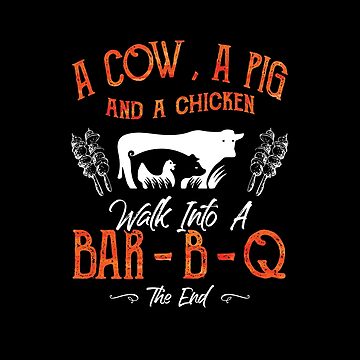 Funny Barbecue Grill Gifts Grilling Tee BBQ Master Chef - A Cow A Pig And A  Chicken Bbq Lovers - Pillow