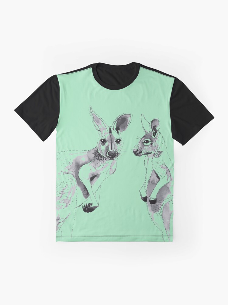 Alternate view of Kangaroos Black and White Graphic T-Shirt