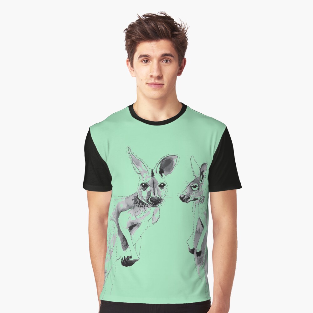 Kangaroos Black and White Graphic T-Shirt