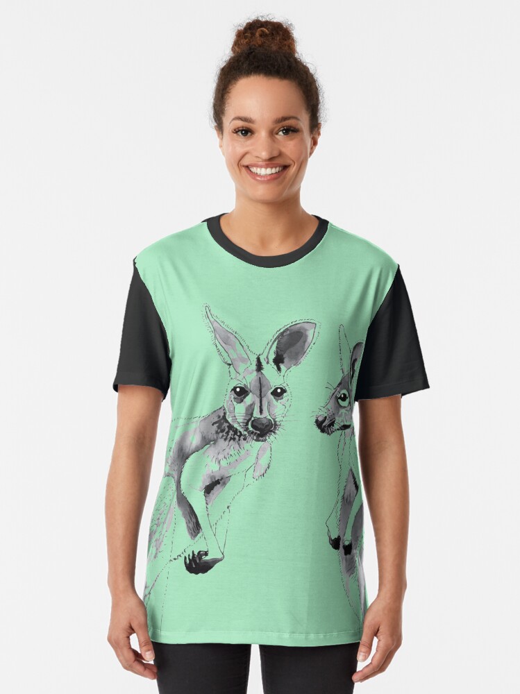 Alternate view of Kangaroos Black and White Graphic T-Shirt