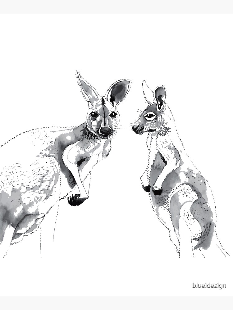 Kangaroos Black and White by blueidesign