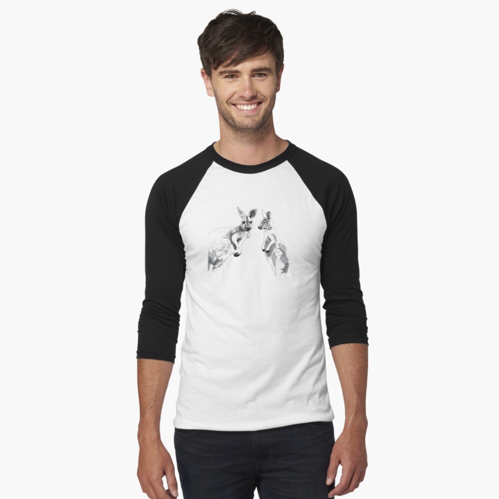 Kangaroos Black and White Baseball ¾ Sleeve T-Shirt