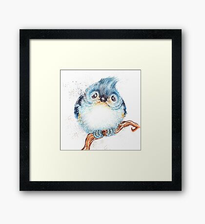 GREY TITMOUSE BIRD Gloss Poster Print Greeting Card Vintage Retro Gift Framed