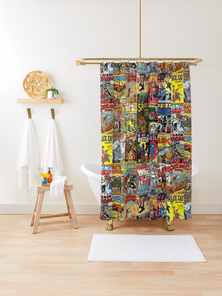Comic Book Collage Ii Shower Curtain By Vincentkiser Redbubble