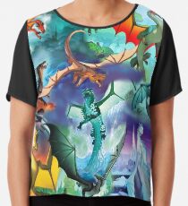 Flügel des Feuers aller Drache Muster-Hintergrund Chiffontop