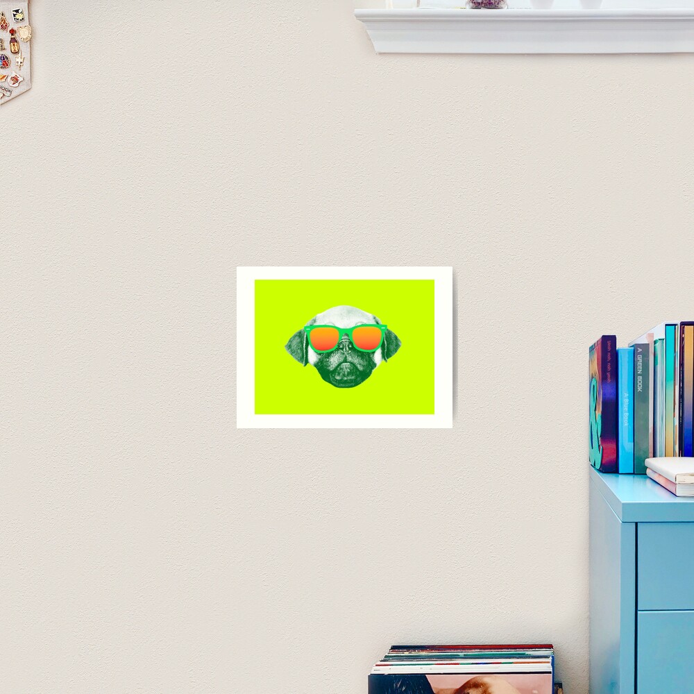 Funny Dog with Sunglasses Art Print