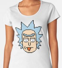 Rick und Morty Pixel Art, Rick Sanchez lustiges Gesicht, Rick und Morty Illustration Premium Rundhals-Shirt