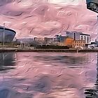 Digital Art panorama of Glasgow Clydeside. by David Alexander Elder