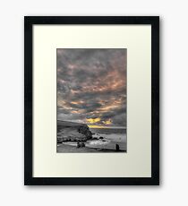 Sunset view from Scarlet Hotel, Mawgan Porth, Cornwall Framed Print