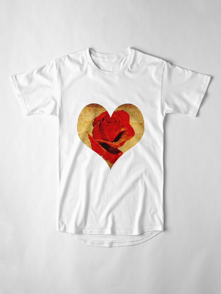 Alternate view of Rose,love,grunge,red. Long T-Shirt