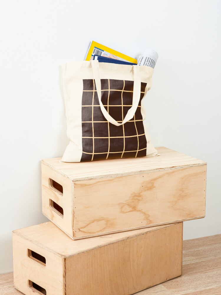 Alternate view of Brown Squares Graph Grid Illusion Tote Bag