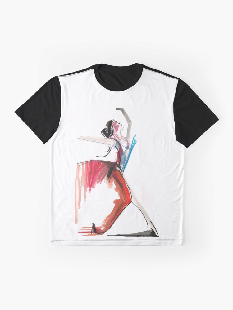 Alternate view of Expressive Ballerina Dance Drawing Graphic T-Shirt