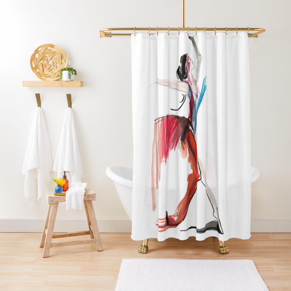 Expressive Ballerina Dance Drawing Shower Curtain