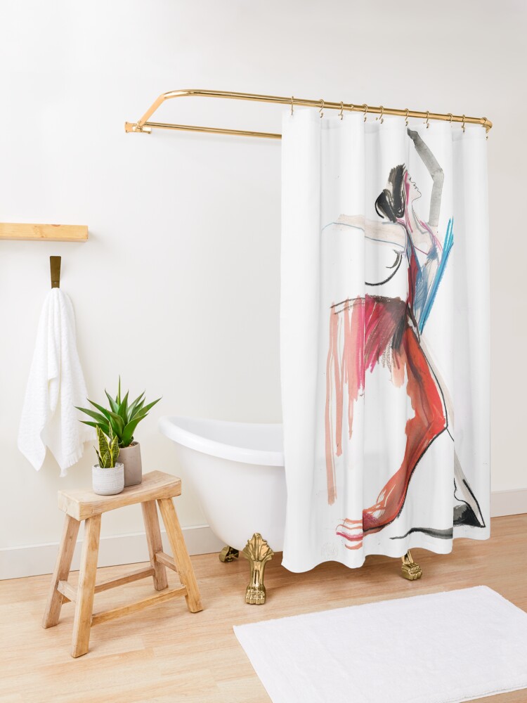 Alternate view of Expressive Ballerina Dance Drawing Shower Curtain