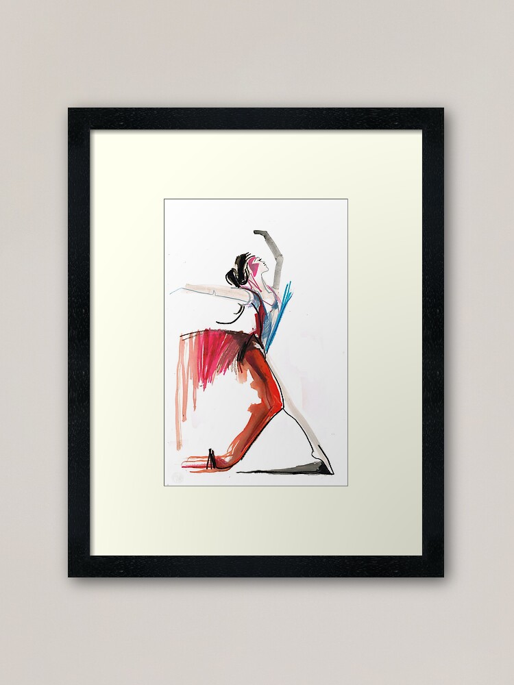 Alternate view of Expressive Ballerina Dance Drawing Framed Art Print