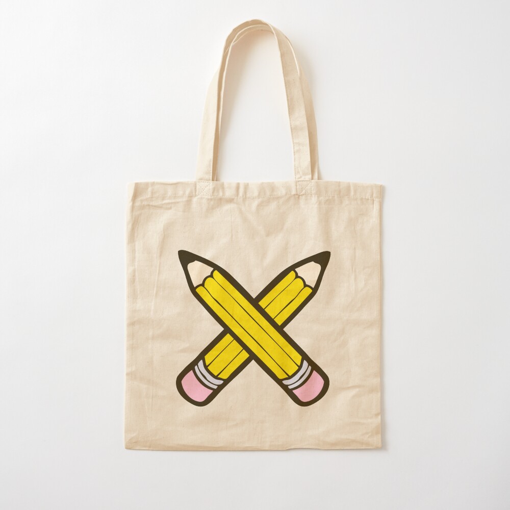Pencil Power Blue Pattern Cotton Tote Bag