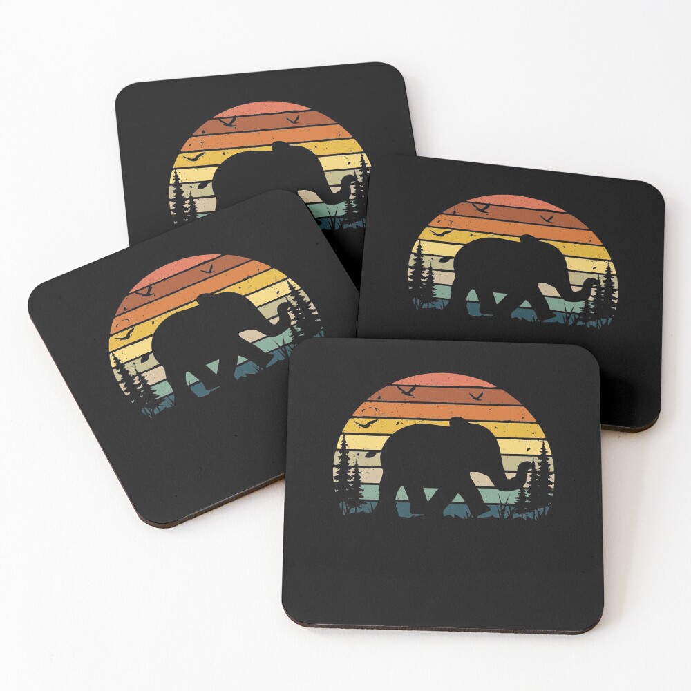 Elephant Retro Vintage Coasters (Set of 4)