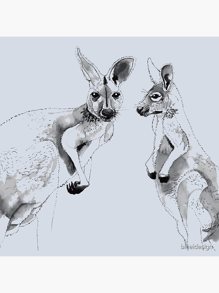 Kangaroos Black and White by blueidesign