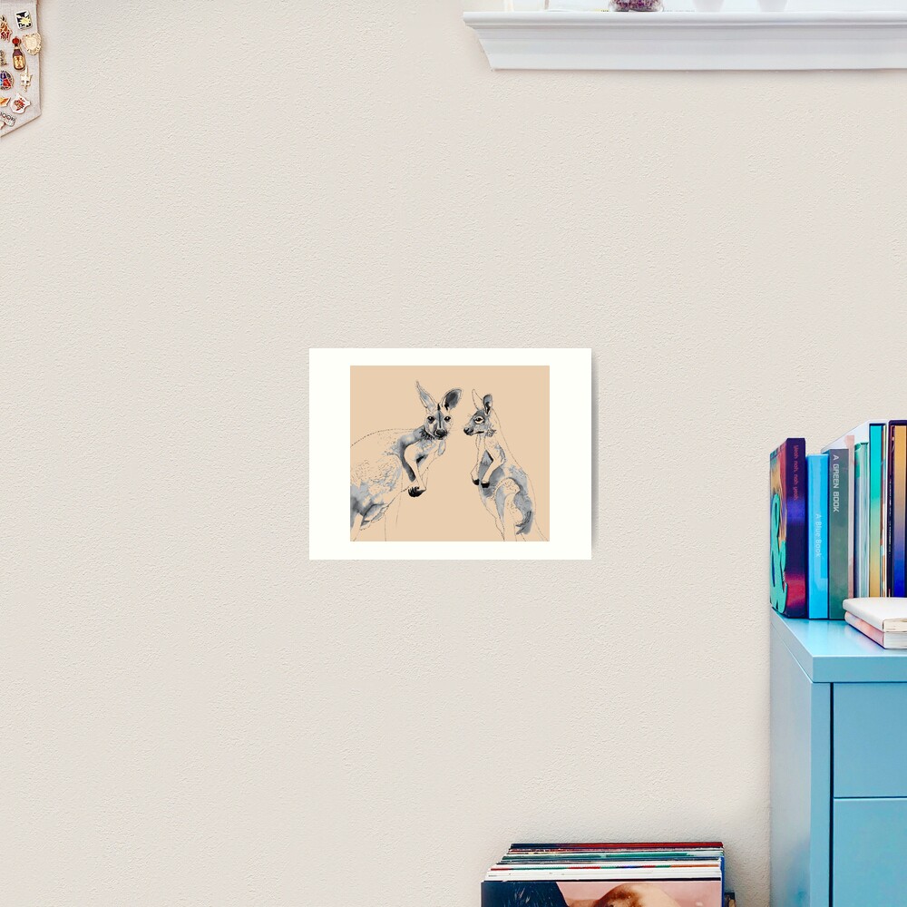 Kangaroos Black and White Art Print