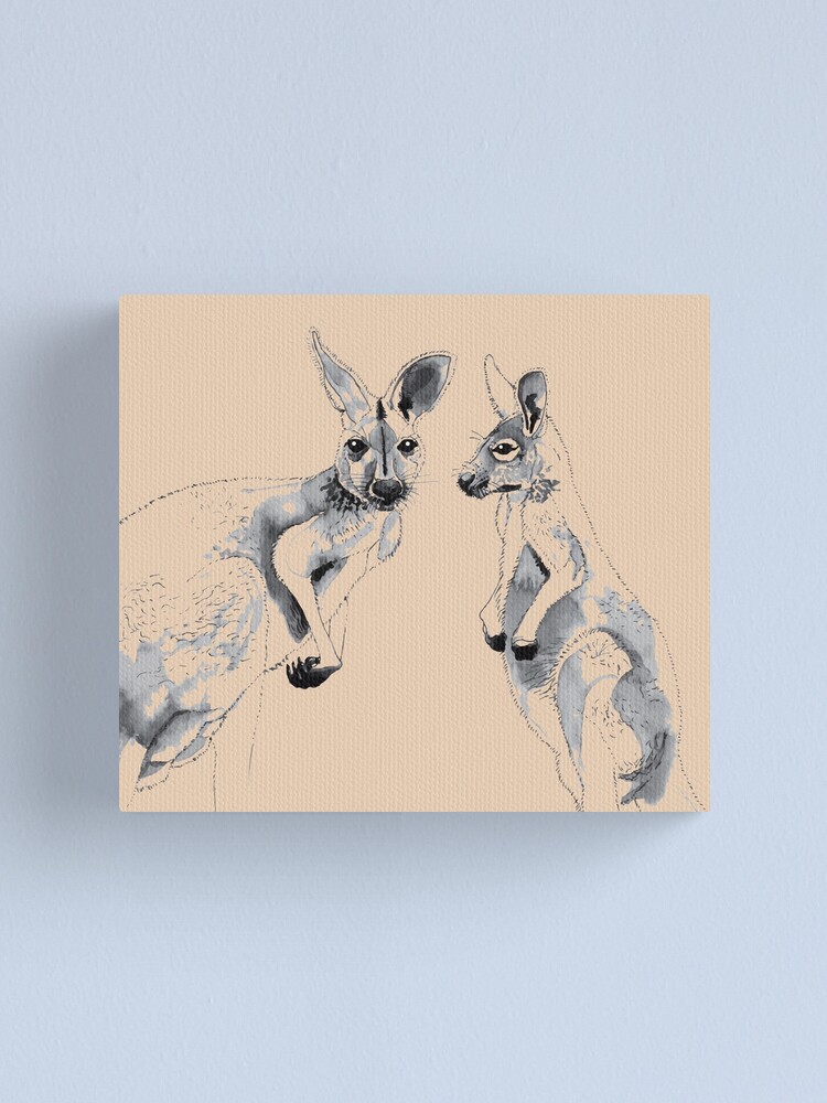 Alternate view of Kangaroos Black and White Canvas Print