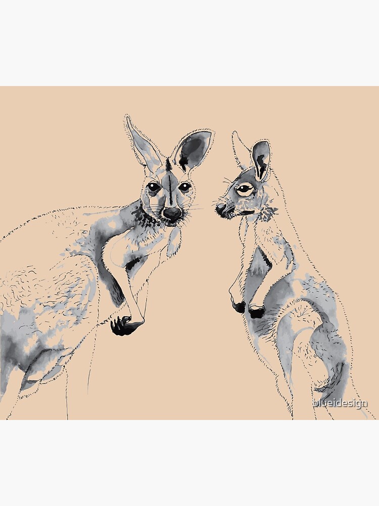 Kangaroos Black and White by blueidesign