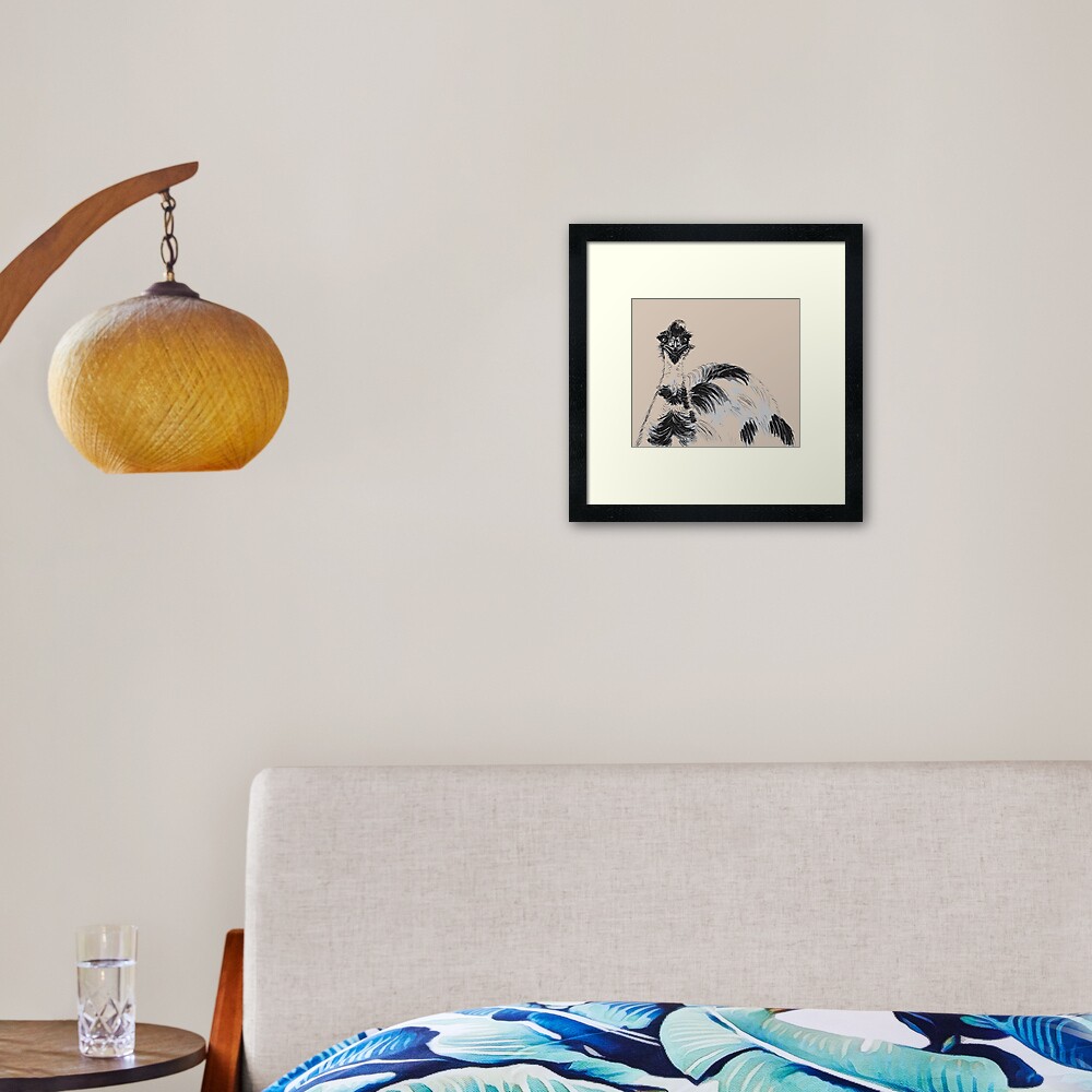 Emu Black and White Framed Art Print
