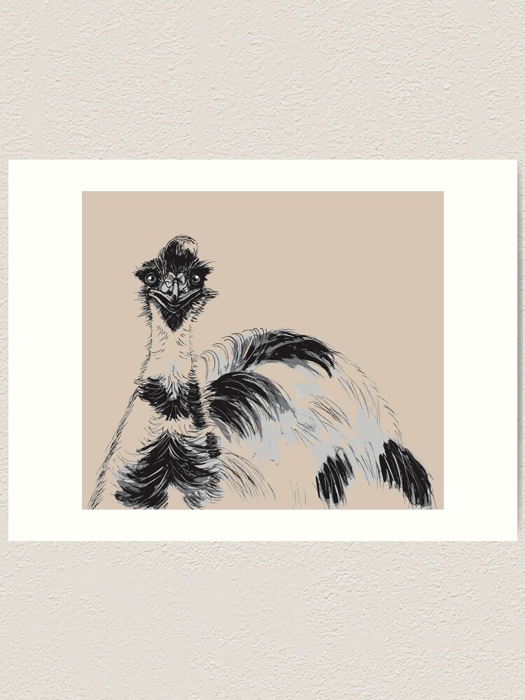 Alternate view of Emu Black and White Art Print
