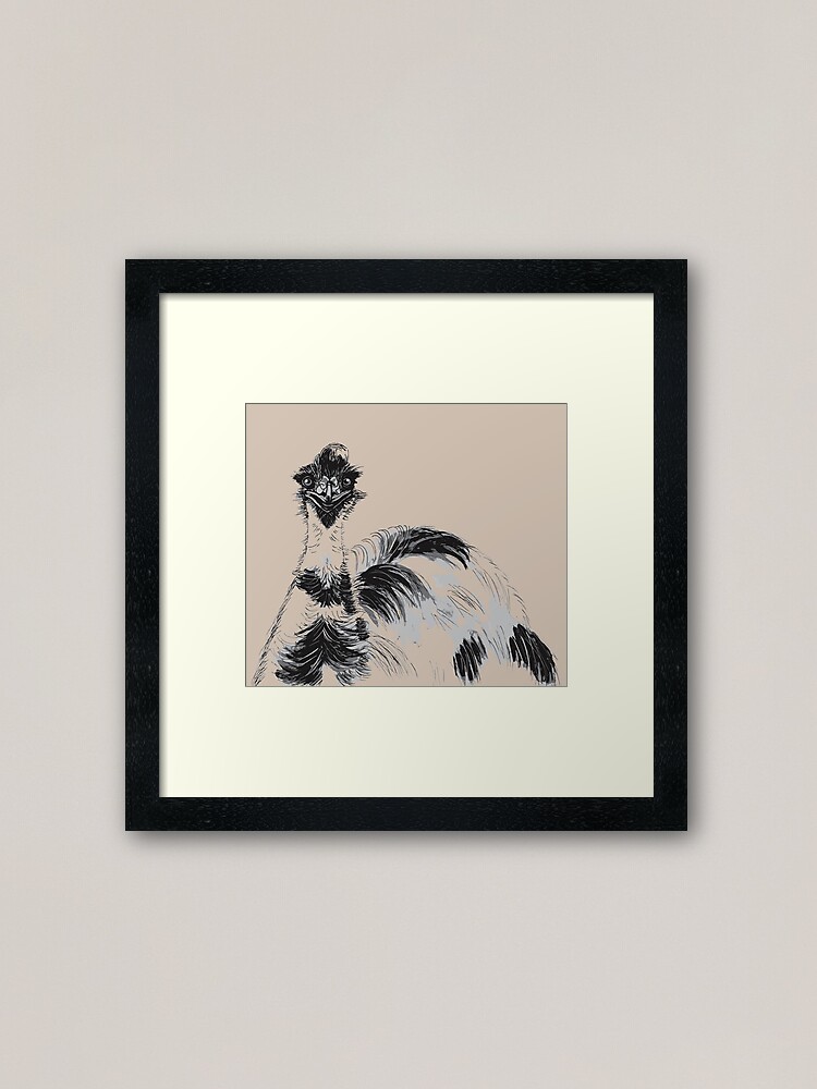 Alternate view of Emu Black and White Framed Art Print