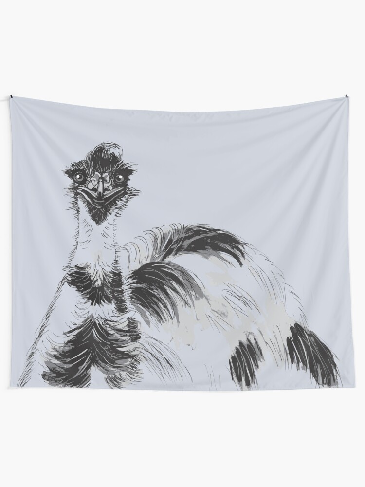 Alternate view of Emu Black and White Tapestry