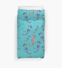 Seahorses Marine Coral Texture Duvet Cover