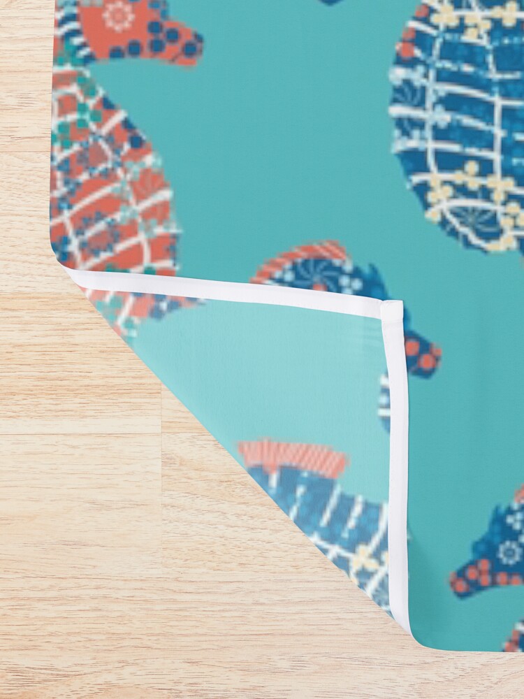 Alternate view of Seahorses Marine Coral Texture Shower Curtain