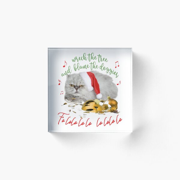 Funny Christmas Cat Falalalala Acrylic Block