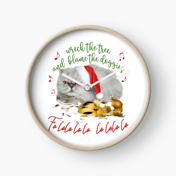Funny Christmas Cat Falalalala Clock