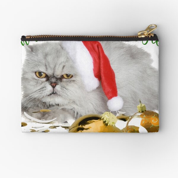 Funny Christmas Cat Falalalala Zipper Pouch