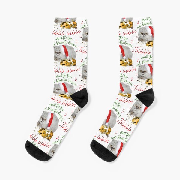 Funny Christmas Cat Falalalala Socks